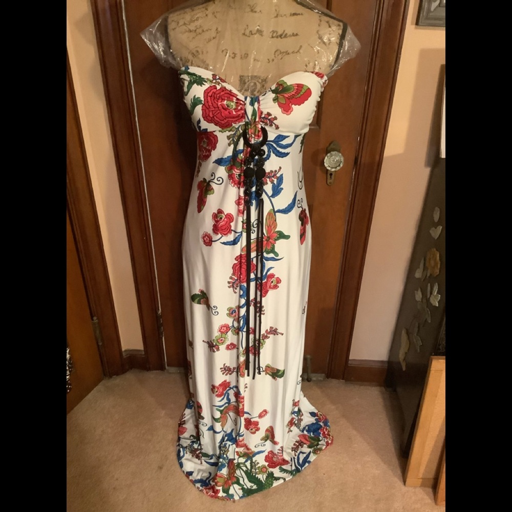 Janice, White Floral Print Sundress, Adjustable Shoulder Straps